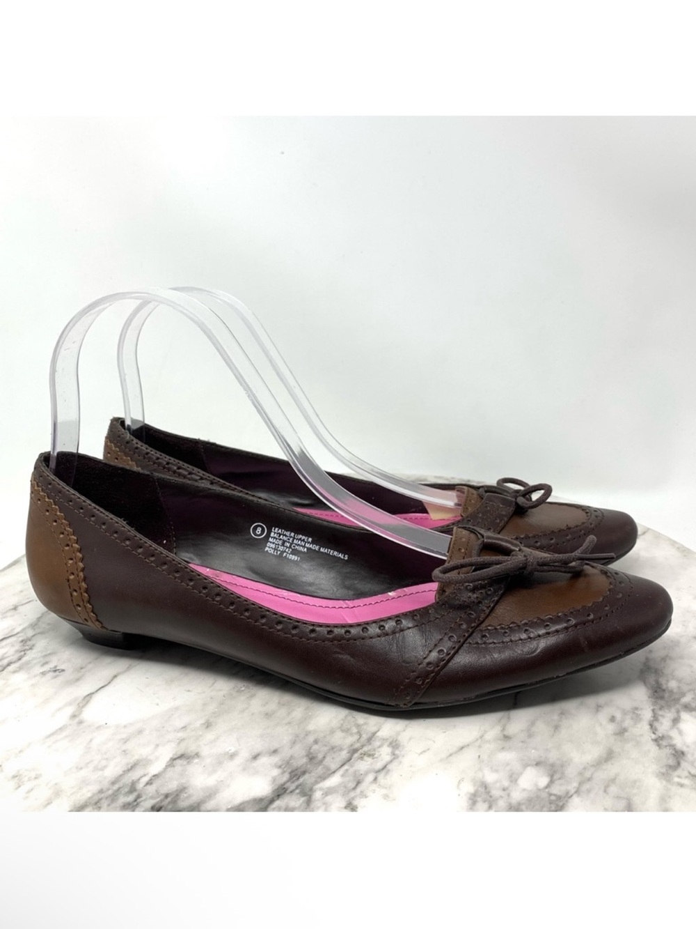 VTG Isaak Mizrahi For Target Polly Brown Leather Oxford Bow Flats 8 Heritage